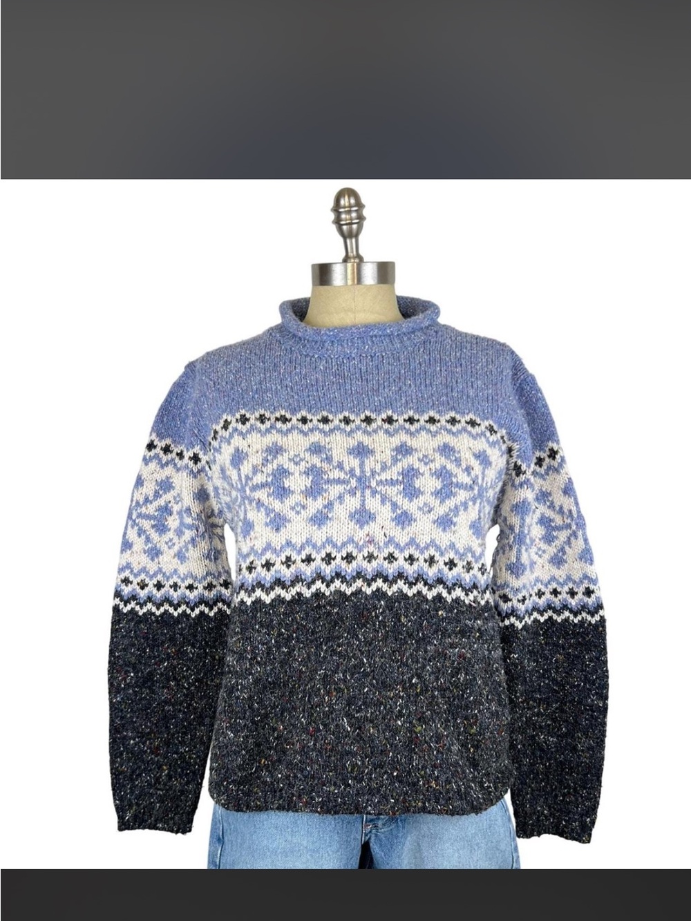 croft & barrow Blue and Gray Nordic Crewneck Sweater
